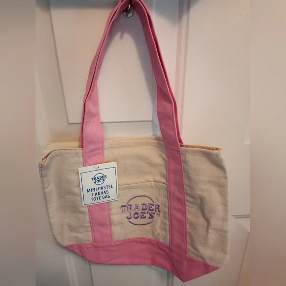 Set of 4 Trader Joe's Mini Pastel Canvas Totes - Picture 5 of 9